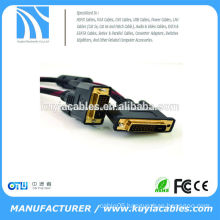 High quality Red Black braided DVI-D DVI 24+1 Cable with ferrites Male To Male M/M wire 28AWG